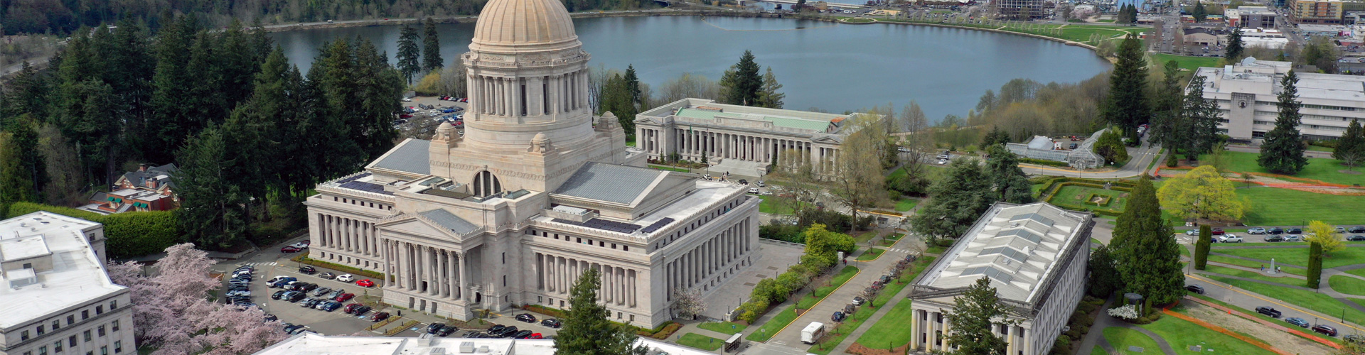 Bird's eye view of Washington State Capitol Building in Olympia Jumbotron 1920px by 500px