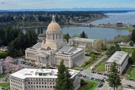 Laws and Rules thumbnail image of a bird's eye view of the Capital Building in Olympia Washington