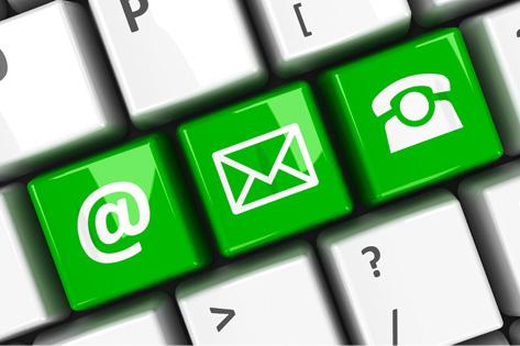 Picture of 3 keys on a keyboard - @ symbol, an email symbol and a phone symbol to communicate contact our Nursing Practice Consultants thumbnail